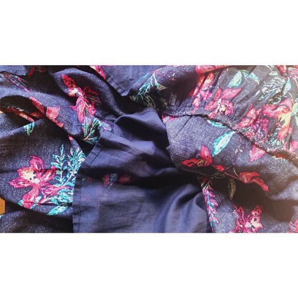 Style & Co Women's Long Floral Maxi Skirt Small Navy pink lined modest boho - Picture 6 of 6